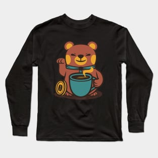 Bear Coffee Manekineko by Tobe Fonseca Long Sleeve T-Shirt